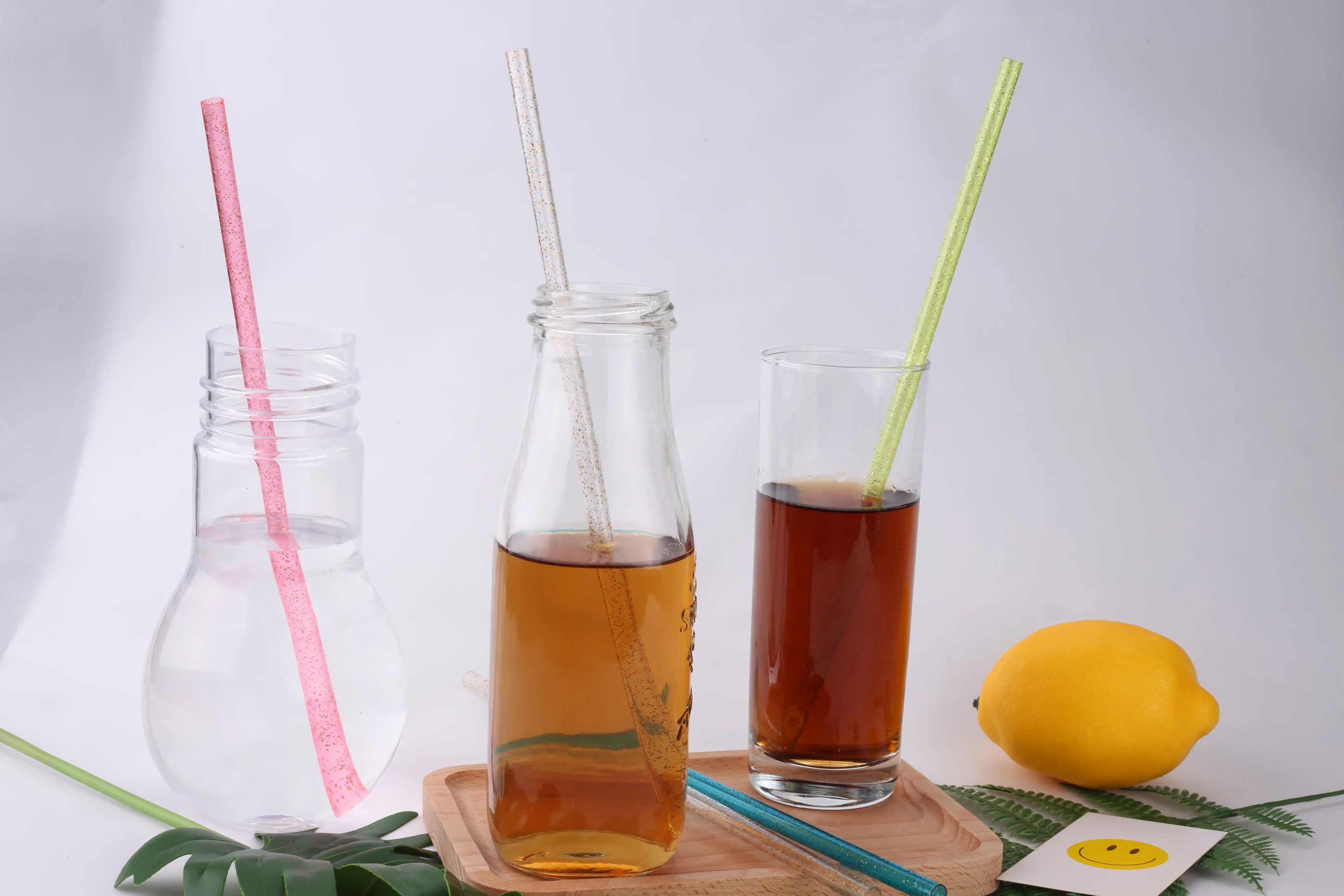 Bpafree Petg Glitter Straw Reusable Plastic Drinking Straw For Bar