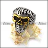 Gothic Punk Jewelry Gold Plating Eye Socket Silver Skull Ring in Stainless Steel