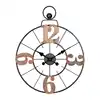 Segment Timepiece Metal Wall Clock with Wood Numbers Farmhouse Style for Your Kitchen Decor