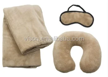 Travel Pillow Case Neck Pillow Eye Mask Blanket Travel Pillow Set