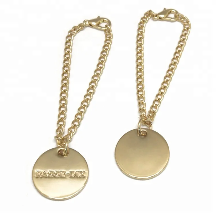 Light Gold Hanging Tag With Logo As Handbag Metal Accessories Alloy