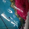 letters printed mylar fabric with pvc transparent film laminated/transparent pvc fabric for tablecloth