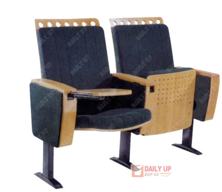 Pubic Auditorium Seating with Wood Back Conference Hall Chair with Writing Tablet College Classroom Furniture