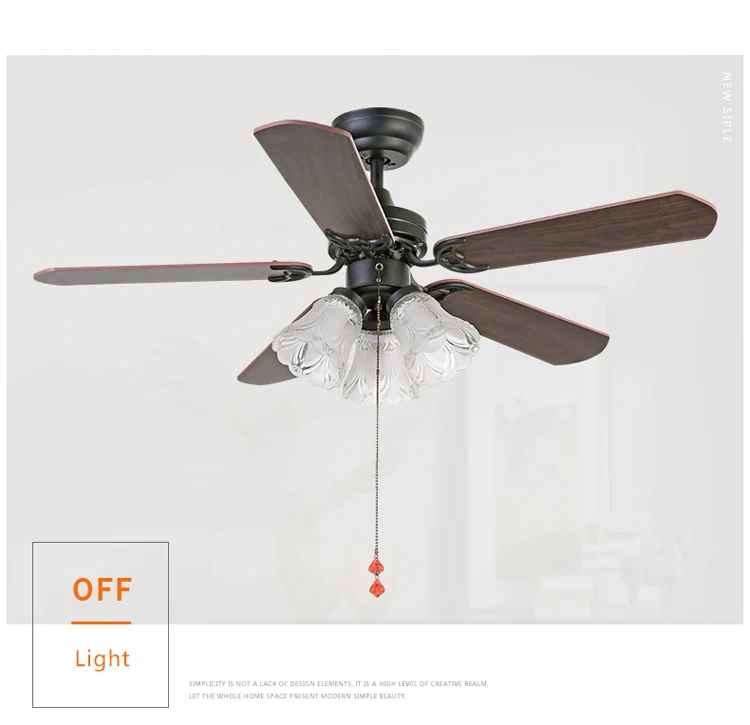Indoor Decorative Wooden Fan Energy Saving Fan Lamp Living Room Ceiling Fan Light