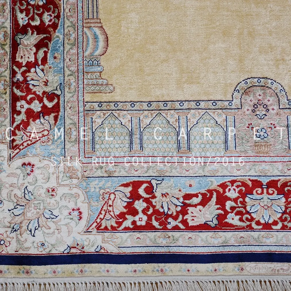 Mosque Carpet Small Size Wall To Wall Yellow Area Hand knitted Carpets 