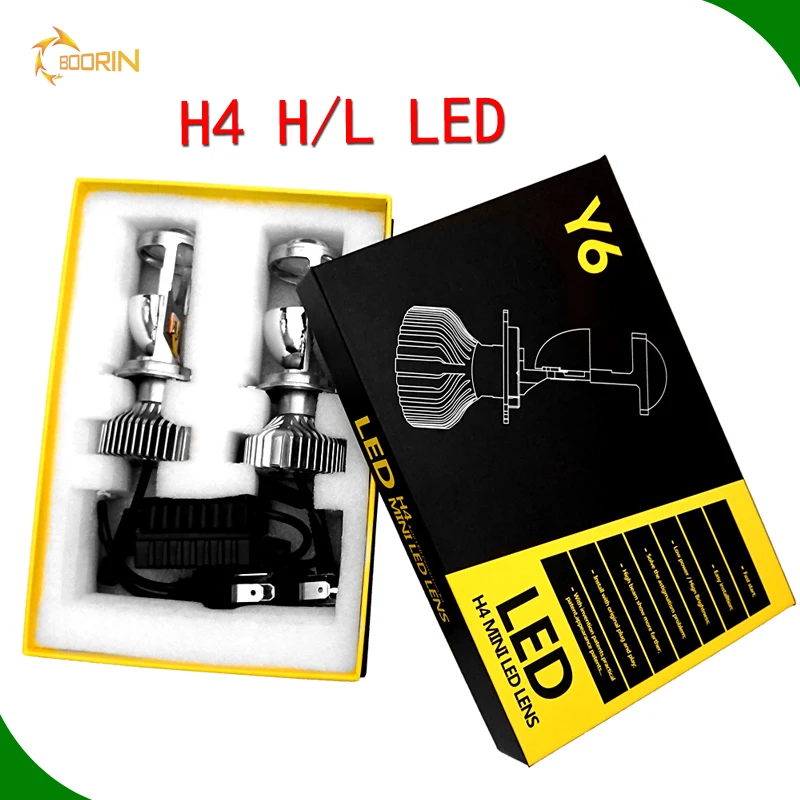 Hot Sell Y6 New LED Headlight With Mini Projector Lens High Low H4 Led Headlight Bulbs For Any H4 Car