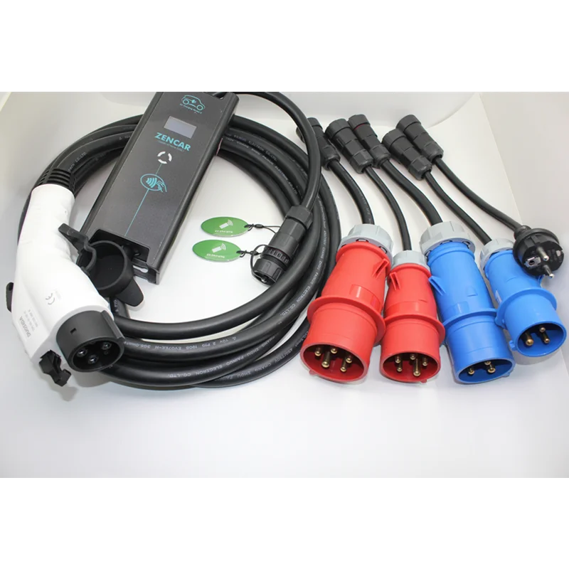32a Adjustable Electric Car Charging Cable Level 2 Evse With Adapters
