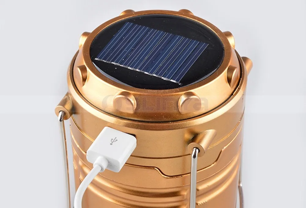 Classic Style 6 Leds Rechargeable Hand Collapsible Solar Camping