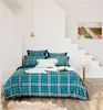 Home textile fashion man bedding set stripe duvet cover grid bed sheet linen modern pillowcase queen size 60s 100% cotton 2019