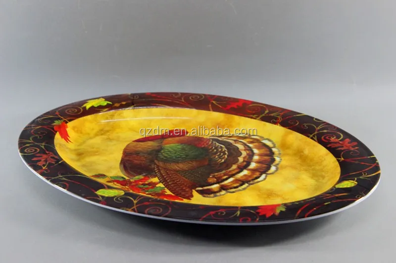 Large Melamine Serving Tray Oval Shape 18 Inch