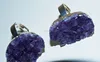 Natural Dark Purple Amethyst Druzy Free Form Ring, Silver Plated Natural Amethyst Druzy Free Form Ring