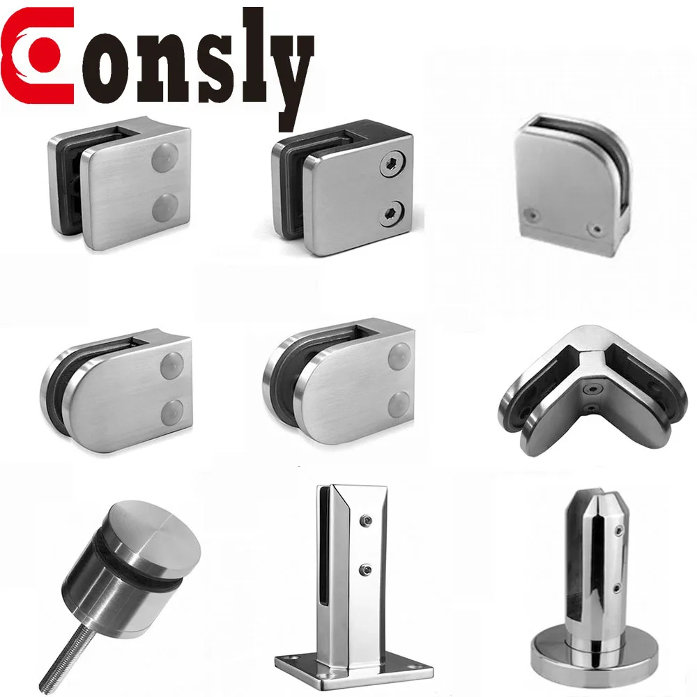 12pc 304 Stainless Steel Glass Clamp Bracket Clip Holder for Staircase 10-12MM 
