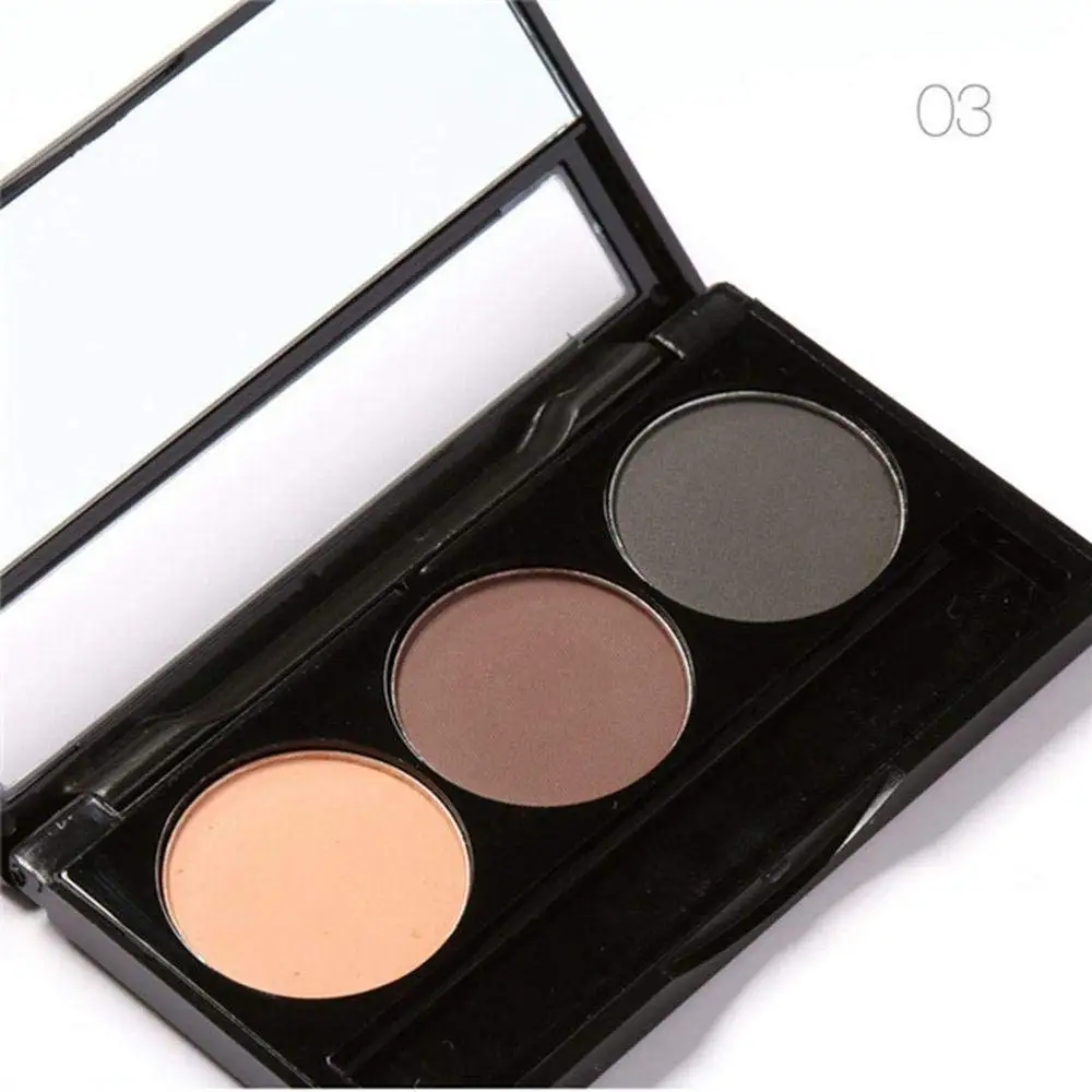 Aiweikang 3 Color Set Hot Sale Cosmetic Beauty Eye Shadow with Brush Makeup Palette Brow Wax Eyebrow Powder