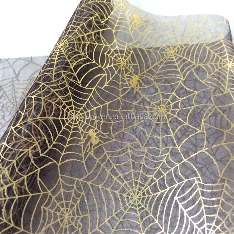 Organza Table Runner With Sparkle Spider Web Halloween Decoration