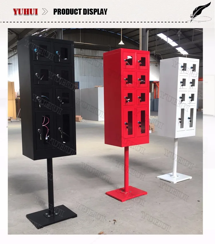 Restaurant Cell Phone Charging Station Free Standing With 8 Doors Red