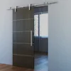 Grey Color MDF/PVC Flush Door with Aluminum Decorative Strips and Stainless Steel Hardware