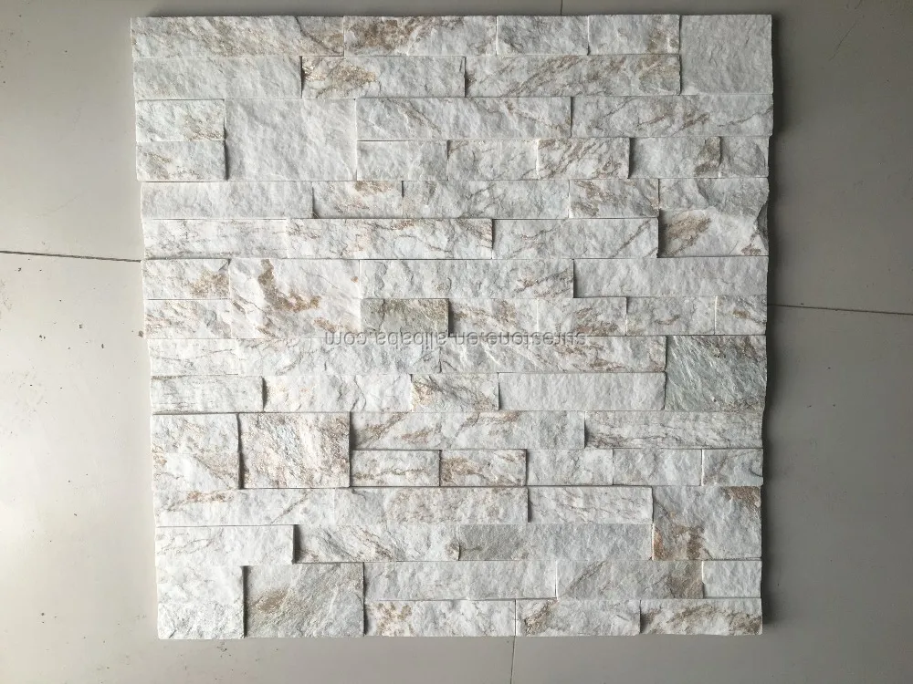 Chinese natural snow white marble flat ledgestoe culture stone wall cladding panels