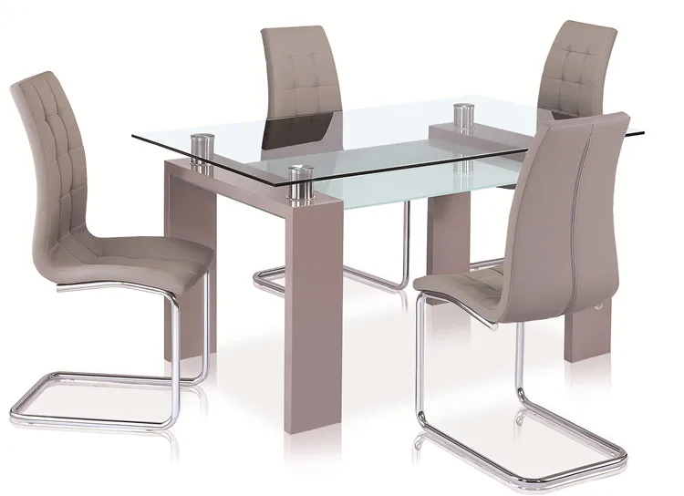 Modern Design Tempered Glass Top Dining Table MDF Leg Dining Room Table Set