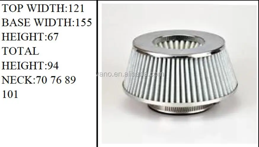 wholesale Auto air filters with neck 70 76 89 101mm