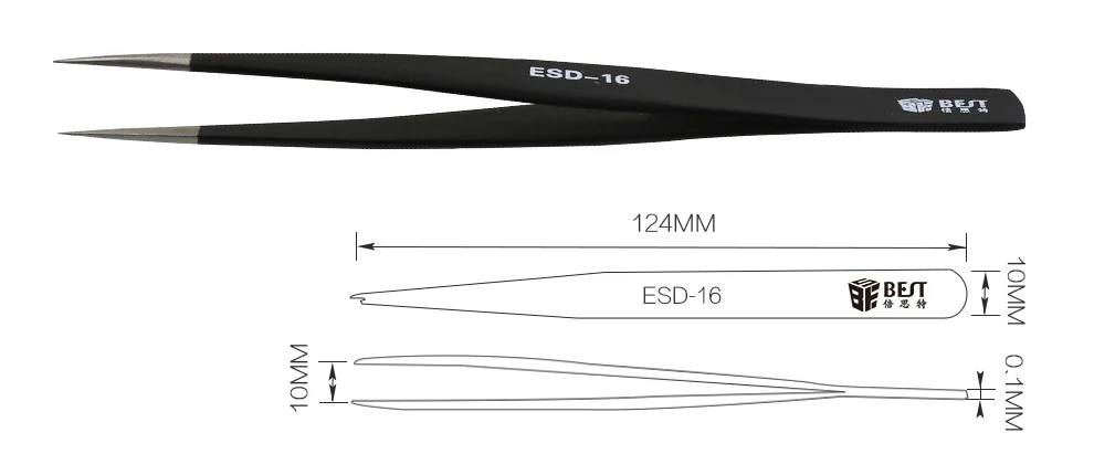 Hand Tool Pincers Set Electronics Forceps Curved Straight Anti-Static Stainless Steel Tweezers Set