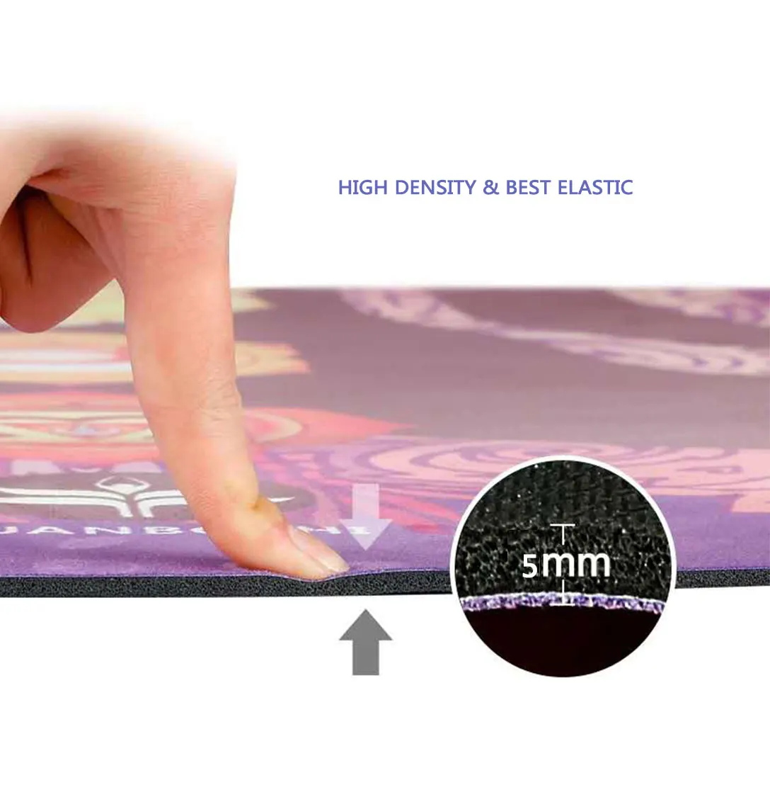 high quality non slip multi patterns suede rubber round yoga mat