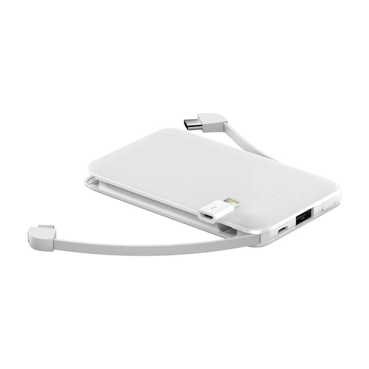 Custom Portable Mini Mobile Battery Charger High Capacity Built-in Micro USB Type C Cable 5000mAh Power Bank - ANKUX.COM