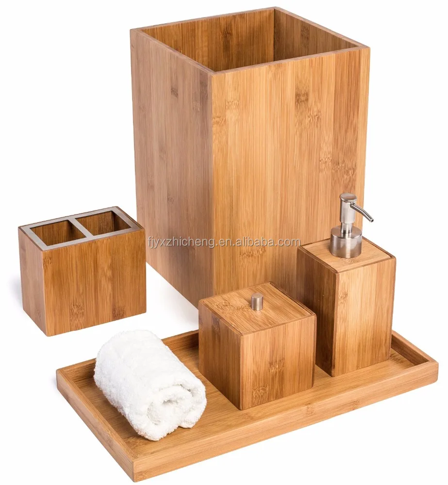 Groothandel bamboe badkamer set hot selling bamboe badkamer ...