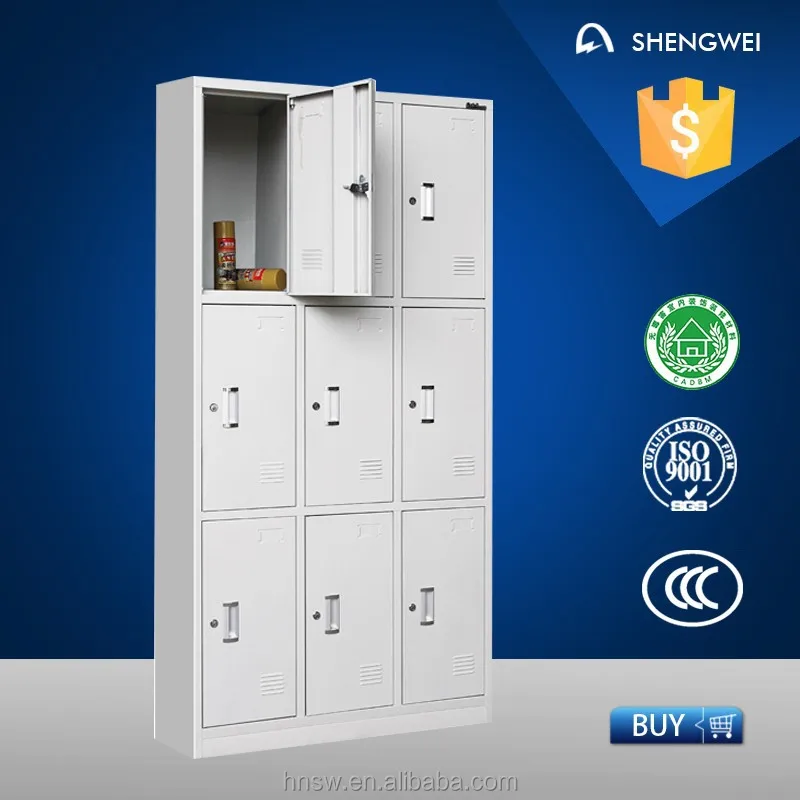 9 Doors Steel Locker Metal Cabinet Shelf Clips With Low Price