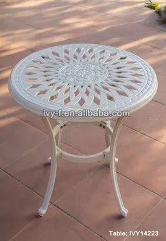 Hotel Restaurant Outdoor Tables Cast Aluminum Side Table White Color Hotel Restaurant Outdoor Tables Cast Aluminum Side Table White Color Flower Design Embly Ivy14223