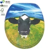 Easy Install dismantle Lovely Cow Grass Sky Printing Soft Close Down Hinges MDF Toilet Seats