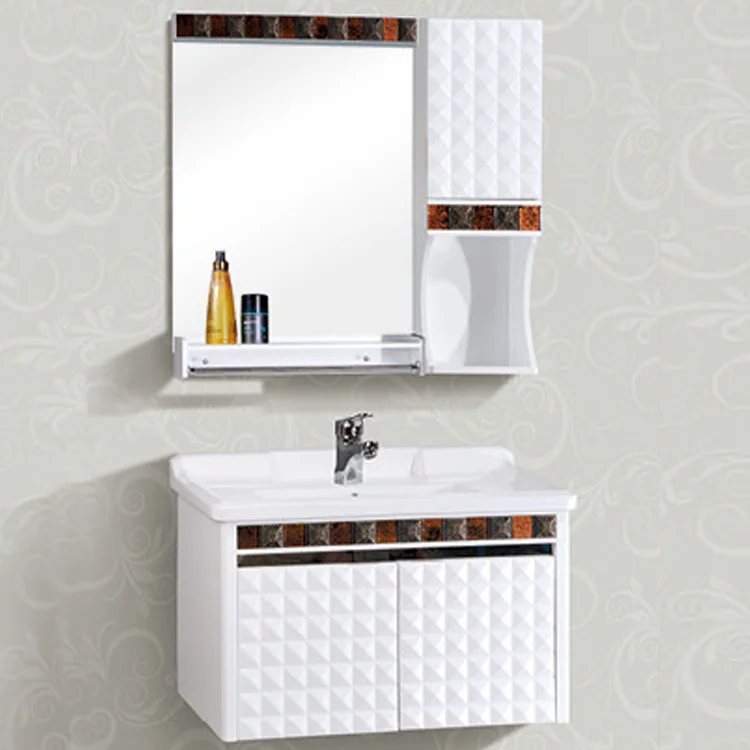 high density pvc knock down led bathroom mirror vanity cabinet