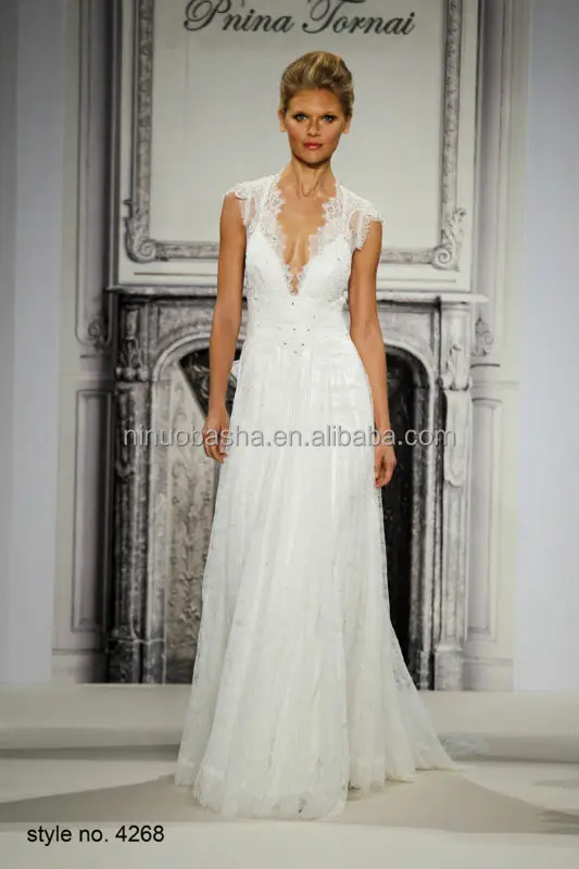 Charming Pnina Tornai 2018 A Line Wedding Dress With Keyhole Back
