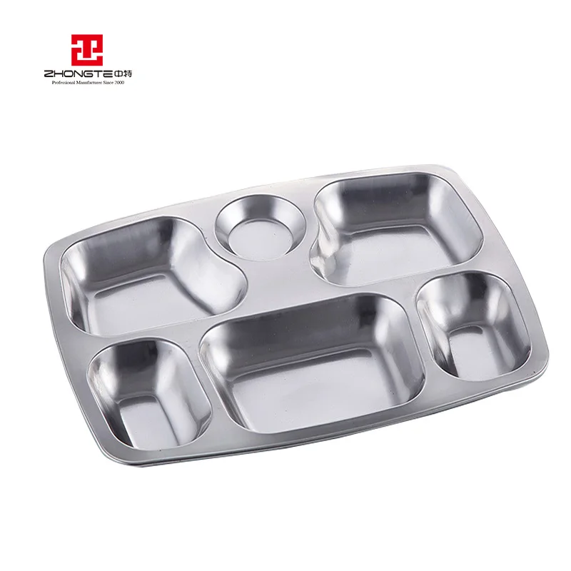 Food Grade Stainless Steel Snack Tray With 5 Compartment - Buy ...