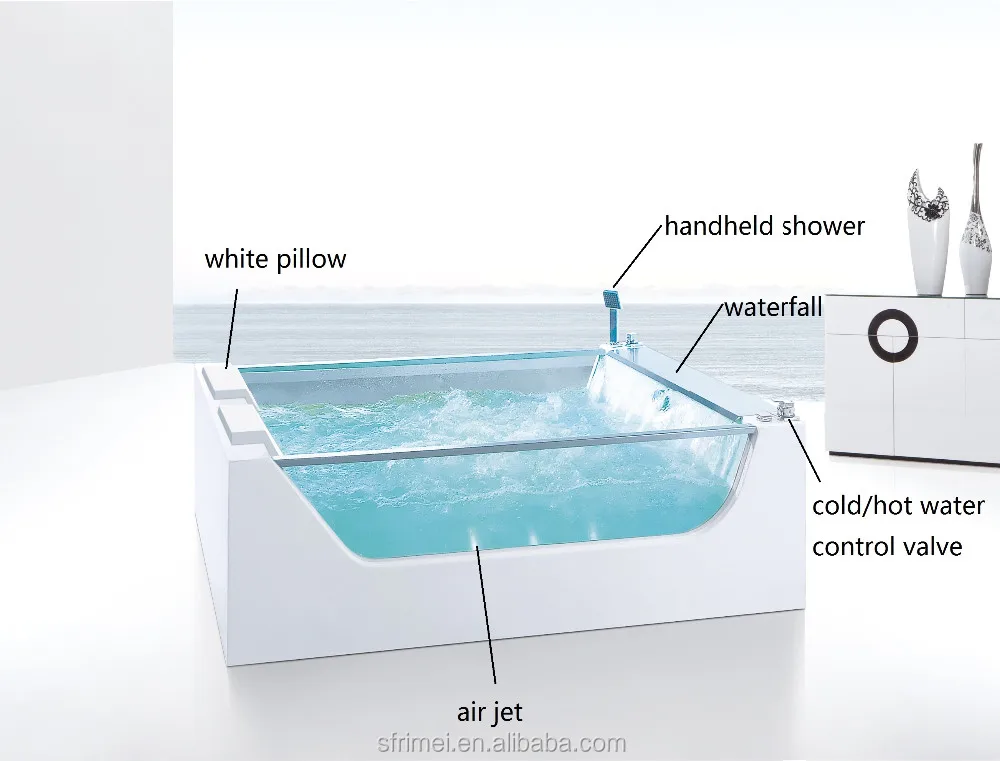 Indoor Right Drain Location Two Person Freestanding Acrylic Whirlpool Tubs 