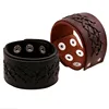 PK0410 Classic High Quality Brown Black Genuine Braided Wide leather cuff bracelet men