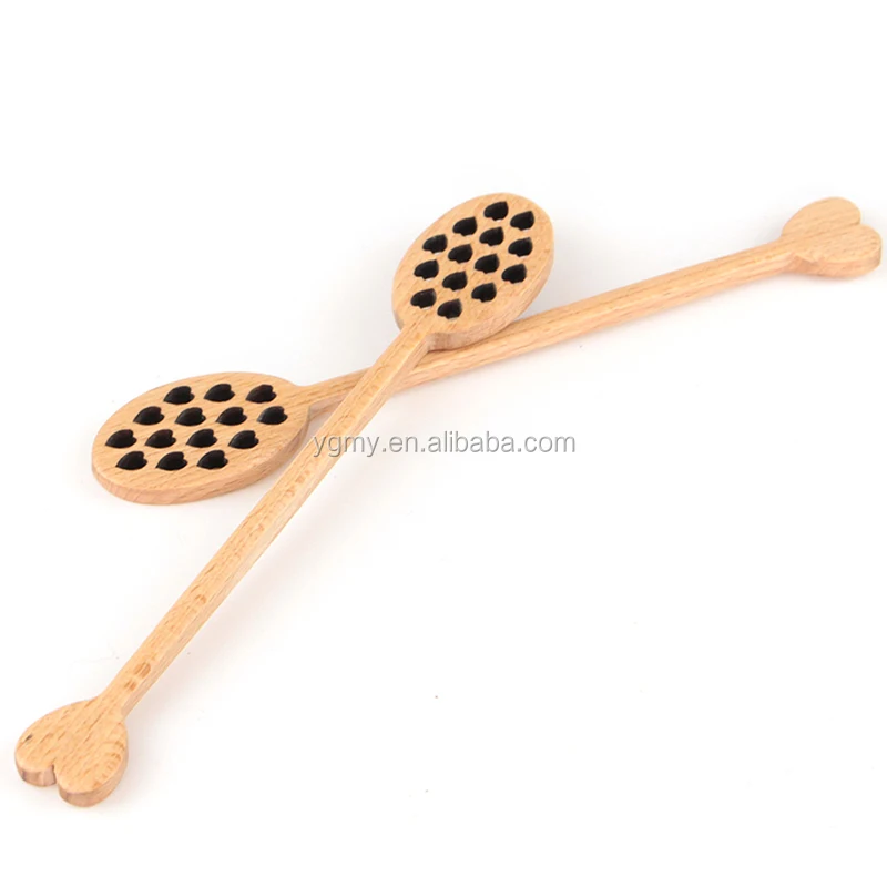 Ogquaton Long Handle Hollow Wooden Honey Stirring Spoon Coffee Stir Bar Honey Dipper Perforated Stick Mixing Stirring Rod,3 High Quality 