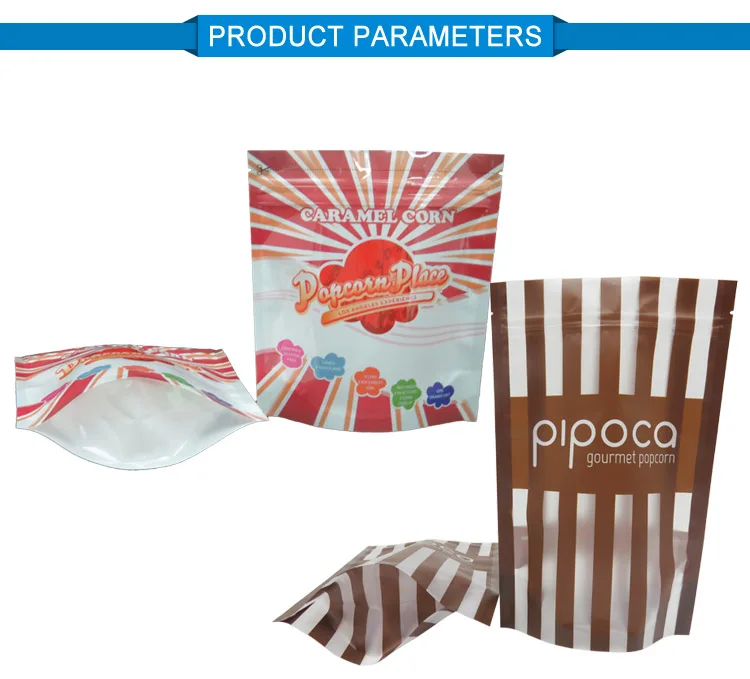 Resealable Matte Laminated Mylar Bag Zip Lock Stand Up Pouch Popcorn Clear Plastic Bag Packaging