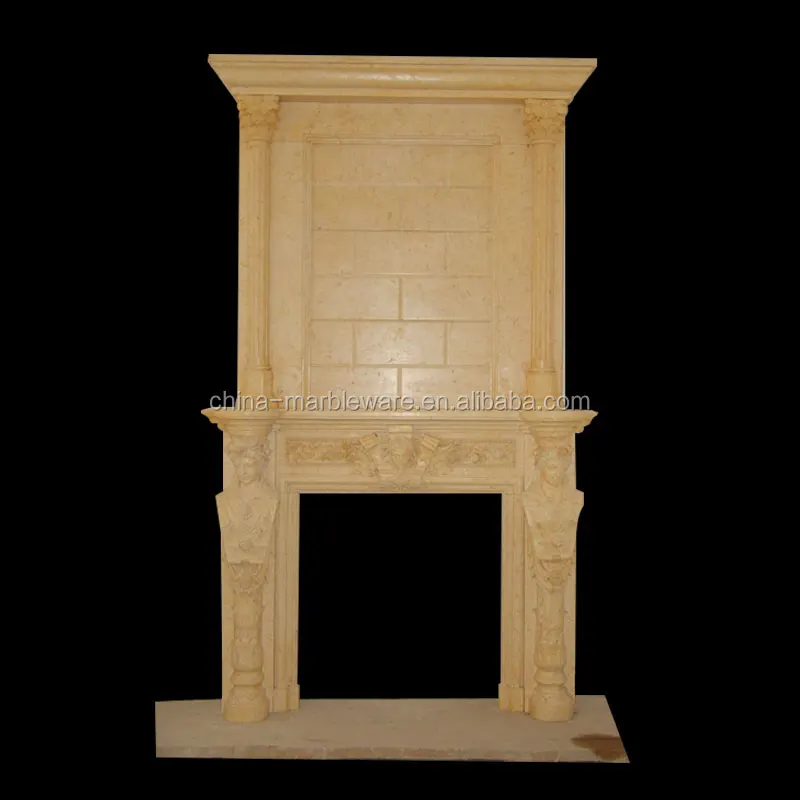 Decoration Marble Carving Solid Wood Electric Fireplace Mantel