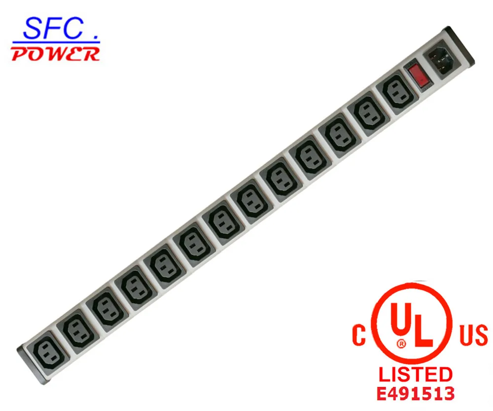 IEC 60320 C13 C14 PDU POWER STRIP Smart 13 Outlet Power Strip Bar For Network Cabinet , Multiple Electrical Outlets