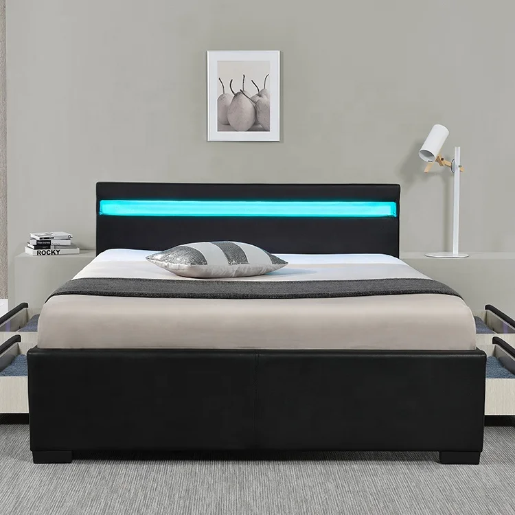 Modern Minimalist Multi Size Bed With Storage Drawer Under Bed