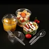 Disposable clear24oz 750ml round salad, fruit cake,icecream,butter frozen food storage plastic bowl with lid