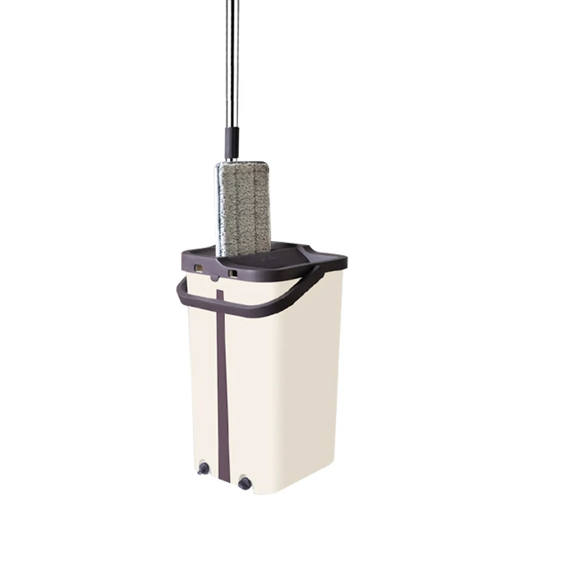 
2019 new made in china hand free cleaning easy flat mop with squeeze bucket, Microfiber+Cotton head floor cleaning flat mop set 