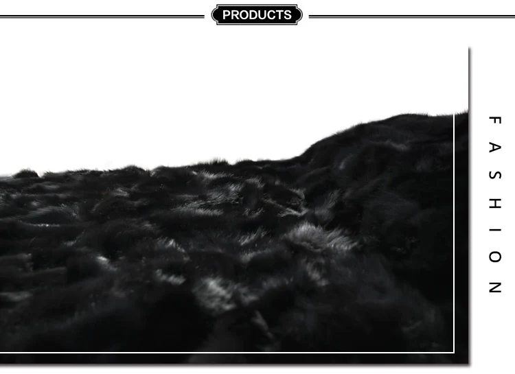 CX-D-115 Black Rug Real Top Quality Fox Fur Blanket For Winter Or Home Textile