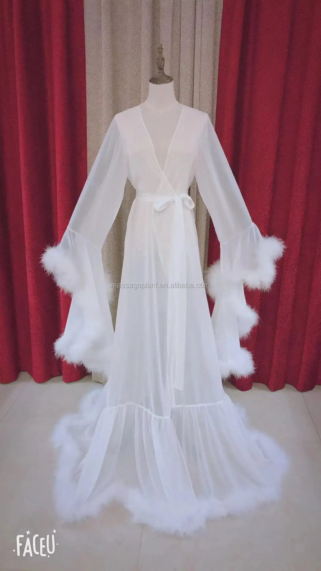 white silk dressing gown