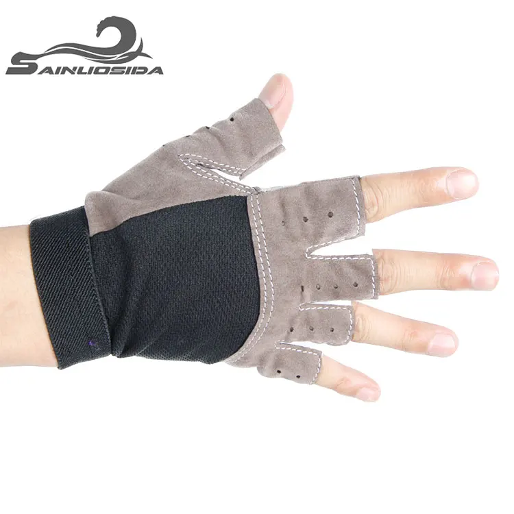 Leather Hand Half Finger Volleyball Racing Workout Riding Cycling Gym