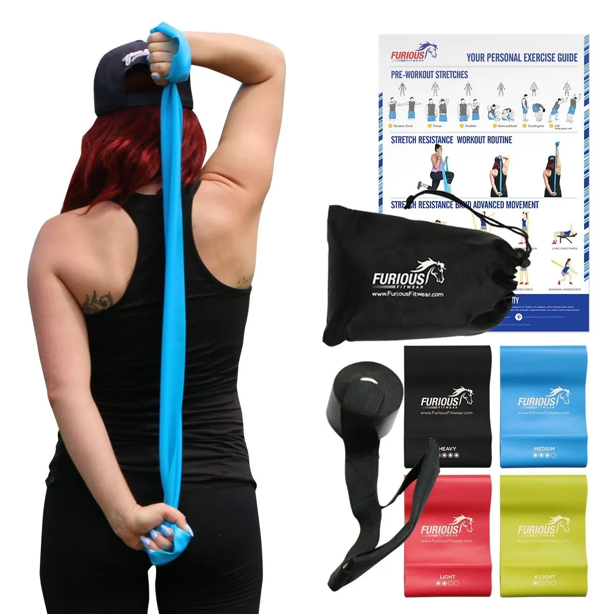 GYMB Resistance Band Set - Non Slip Cloth Exercise Bands to Workout Glutes,  Thighs & Legs - Includes Booty Band Training Videos for Gym & Home