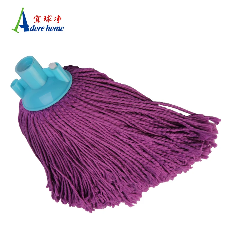 Heavy Duty Floor Cotton Mop with HANDLE Thread Socket Type Cleaning Mop Purple 