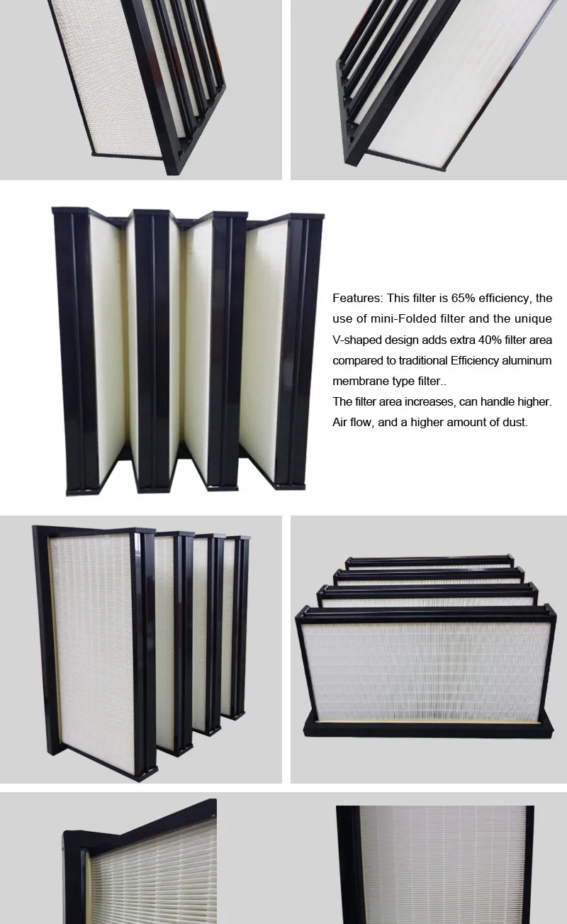 plastic frame rigid v type hepa filter h13