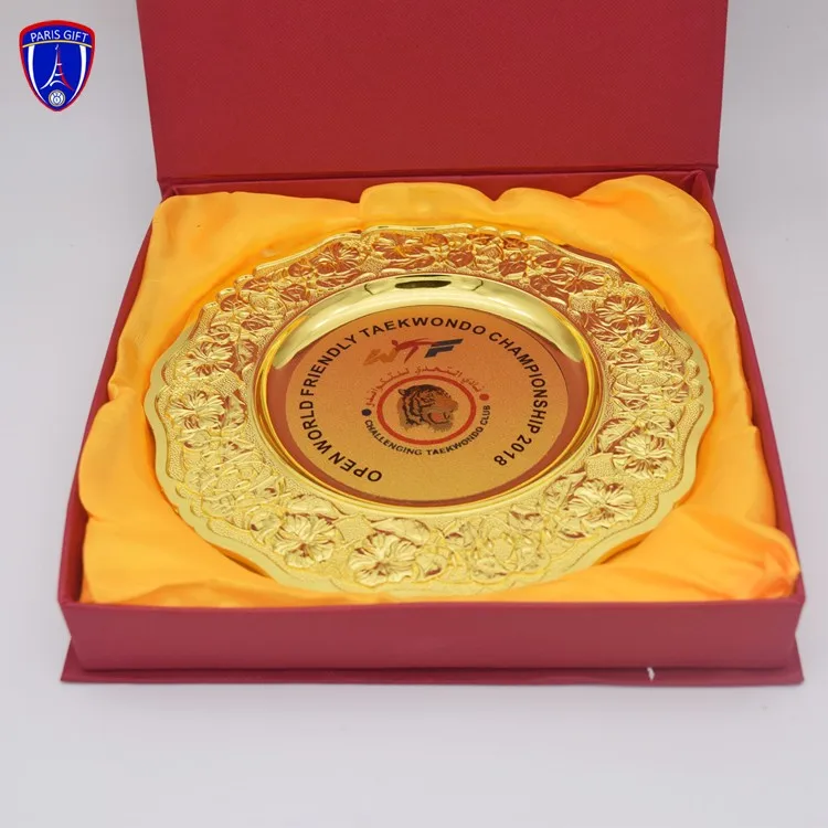 Gold Plated Metal Commemorative Plaque With Display Metal Base - Buy ...