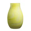 Hand Blown Antique Yellow Decorate Flowers Glass Vases